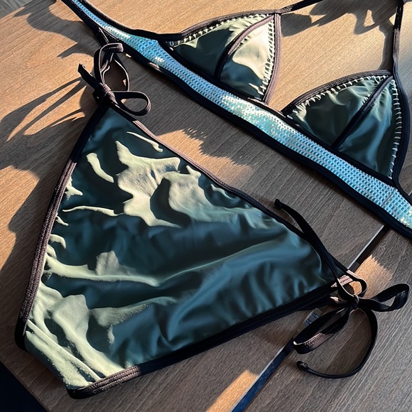 Women’s Olive Triangle Xhilaration Bikini with Full Coverage Bottoms - Picture 4 of 5